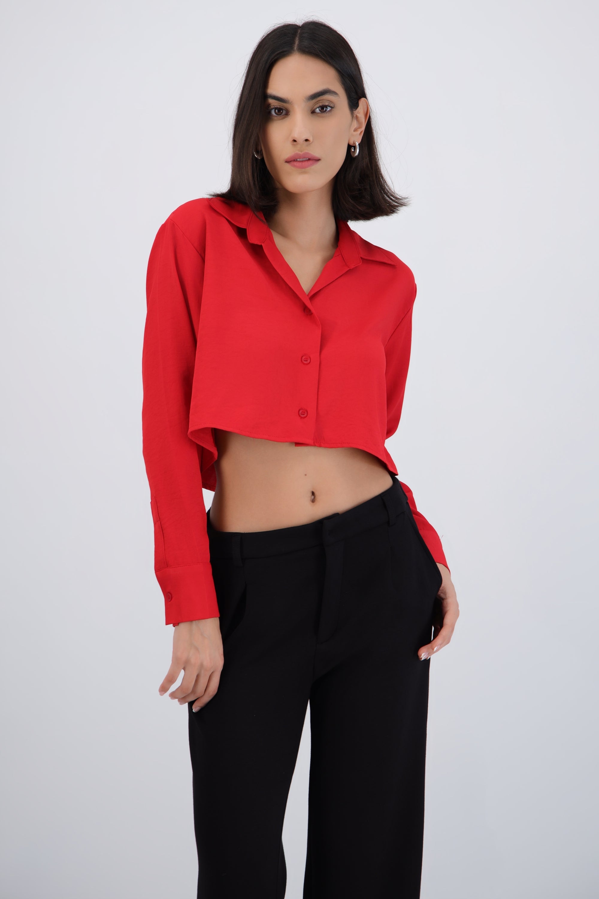 Camisa lisa de manga larga