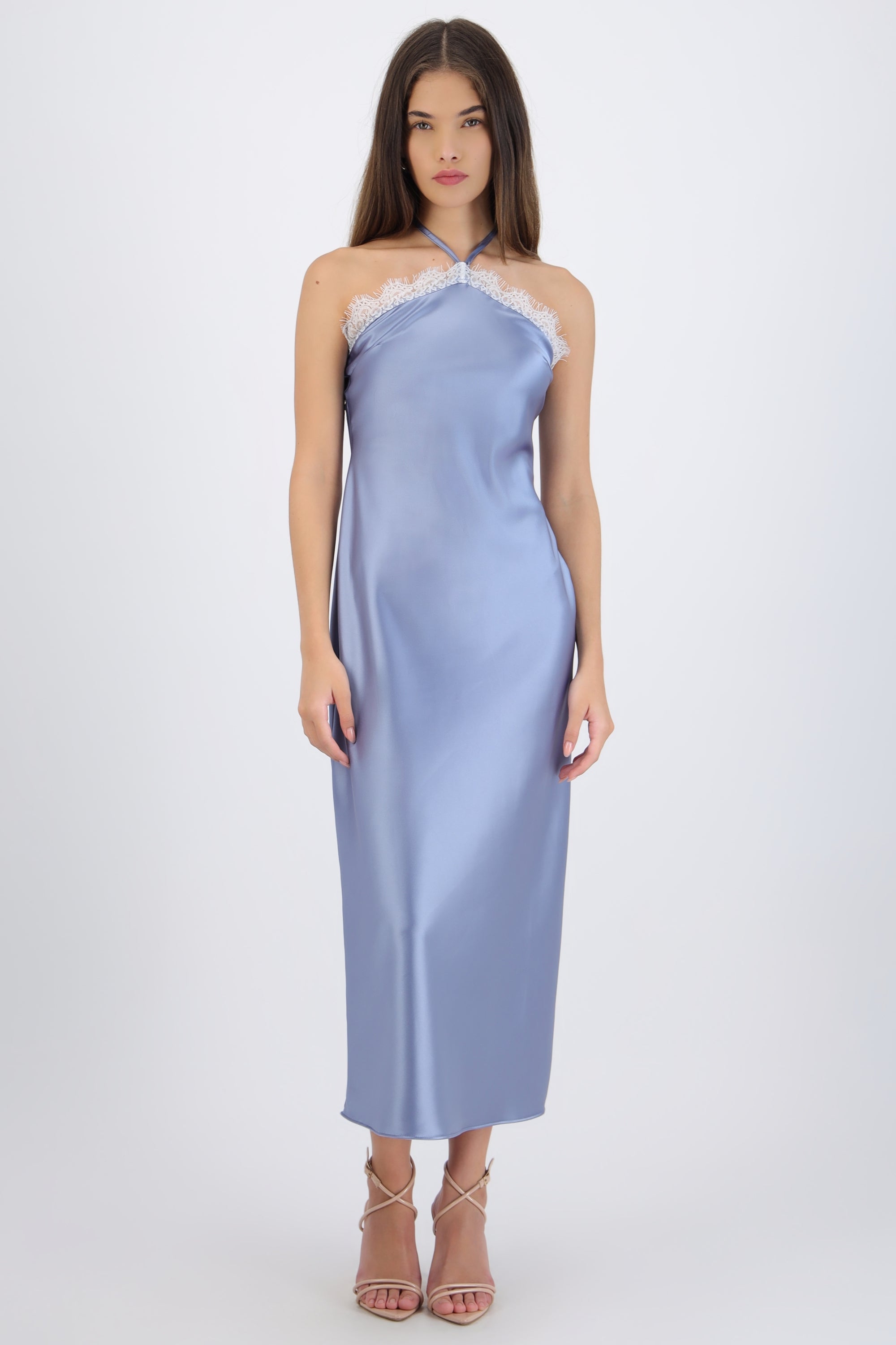 Vestido halter detalle encaje