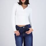 Top polo manga larga liso