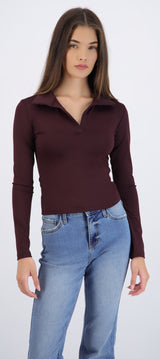 Top polo manga larga liso