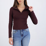 Top polo manga larga liso