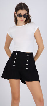 Top liso crop manga corta