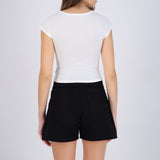 Top liso crop manga corta