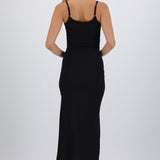 Vestido brillos tirantes con detalle frunce