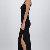 Vestido brillos tirantes con detalle frunce
