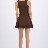 Vestido mini sin mangas detalle olanes