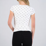 Top escote v manga corta polka dots
