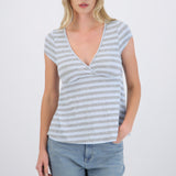 Top rayas escote v