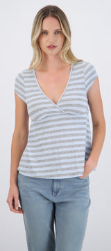 Top rayas escote v