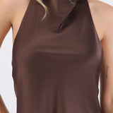 Top halter de cuello cascada satinado