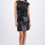 Vestido mini drapeado PU