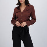 Camisa satin detalle botones