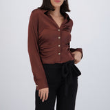 Camisa satin detalle botones