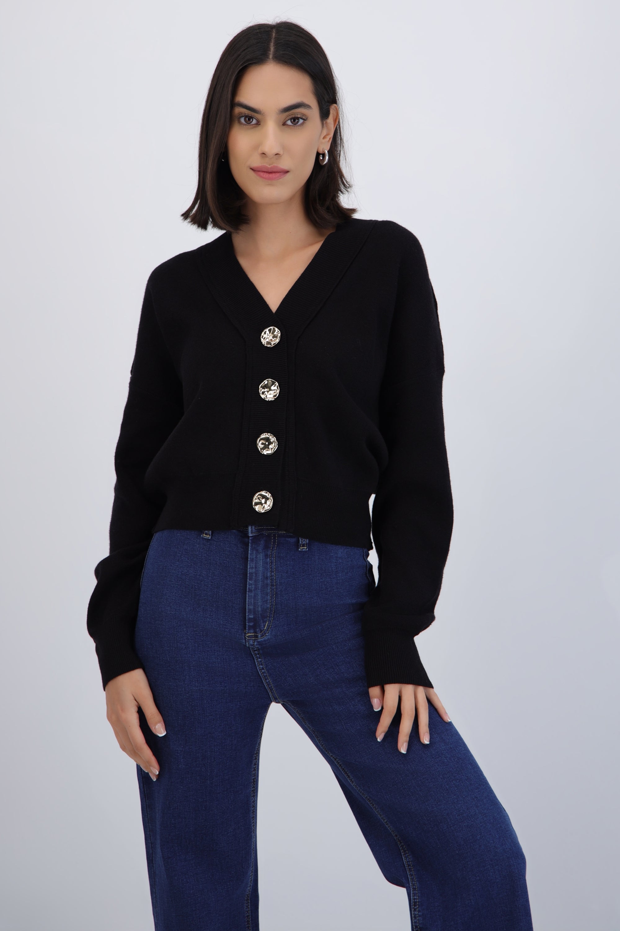 Cardigan cuello v detalle botones