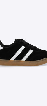 Tenis casual rayas punta suede