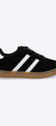 Tenis casual rayas punta suede