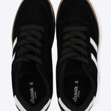 Tenis casual rayas punta suede