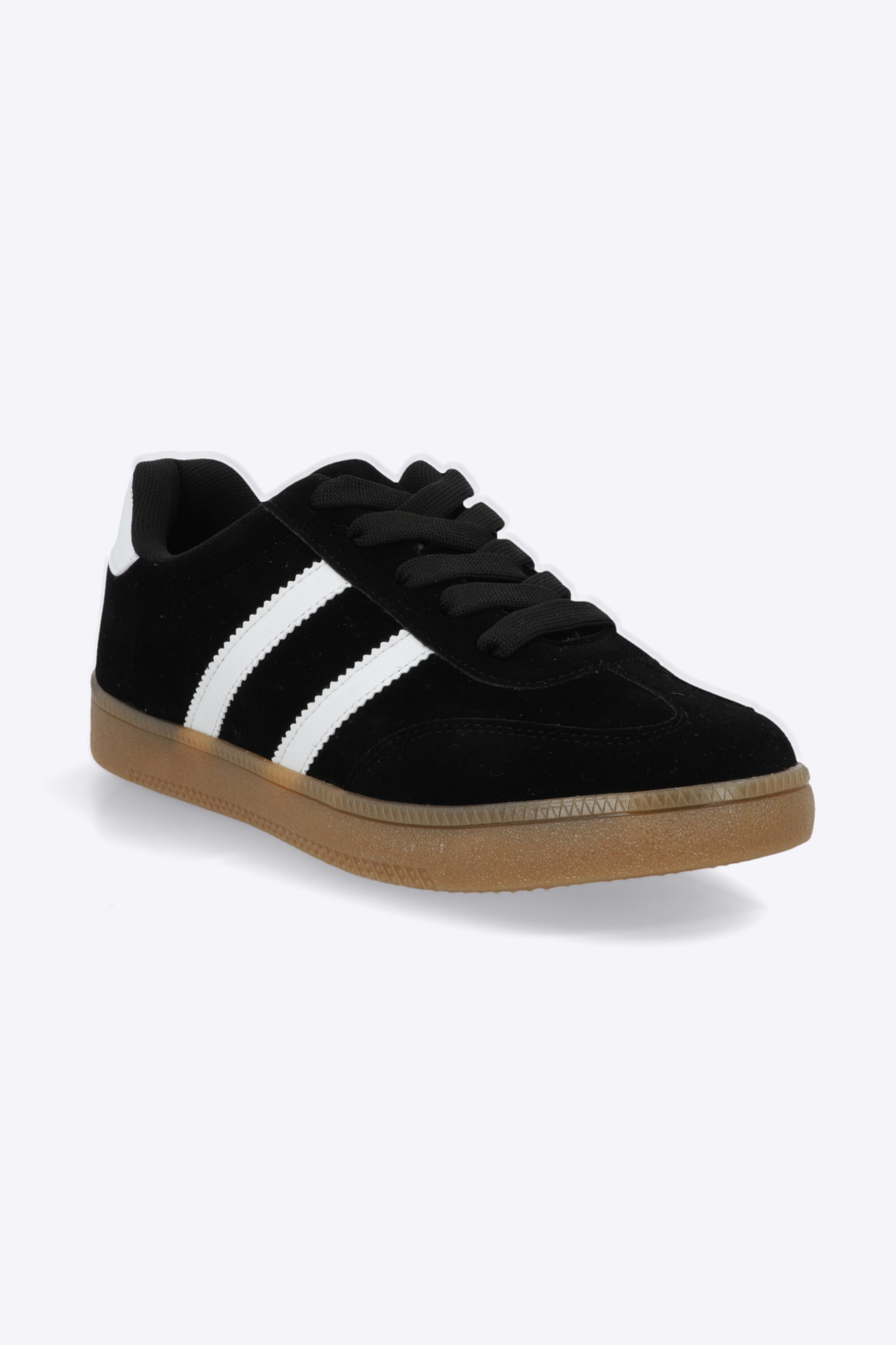 Tenis casual rayas punta suede