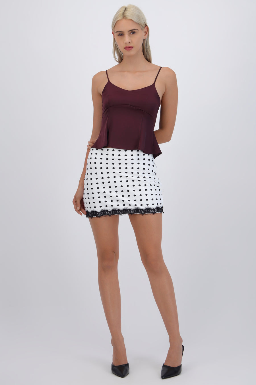 Mini falda polka dots detalle encaje