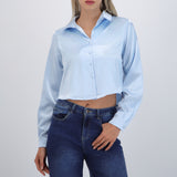 Camisa cropped satin