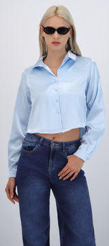 Camisa cropped satin