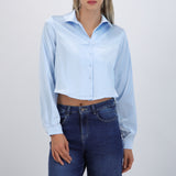 Camisa cropped satin