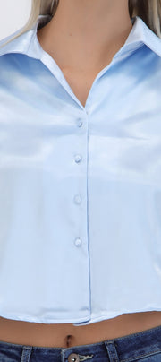 Camisa cropped satin