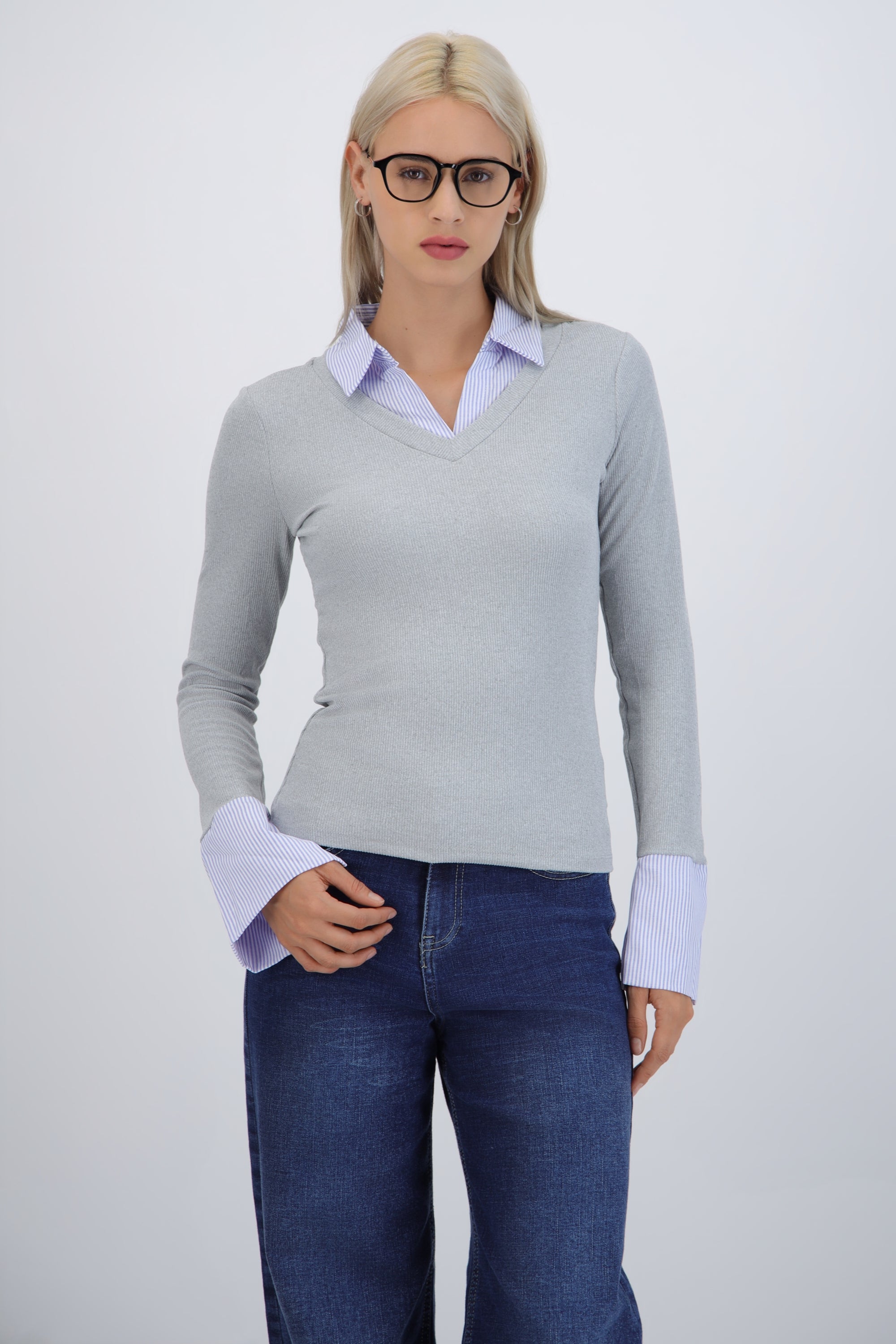 Suéter combinado camisa