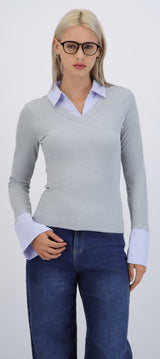 Suéter combinado camisa