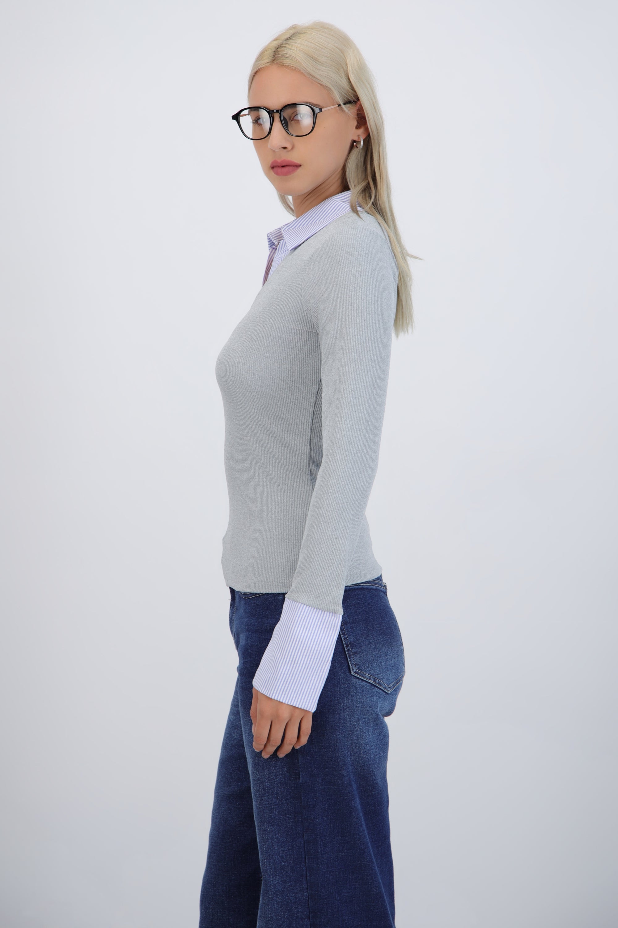 Suéter combinado camisa
