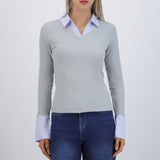 Suéter combinado camisa