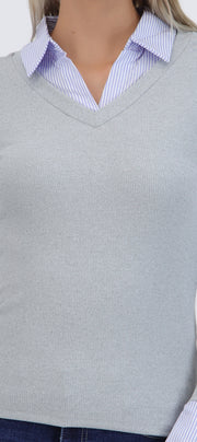 Suéter combinado camisa