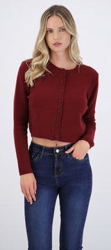 Carigan cuello redondo textura suave