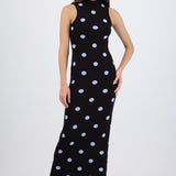 Vestido maxi polka tejido