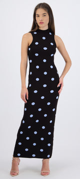 Vestido maxi polka tejido
