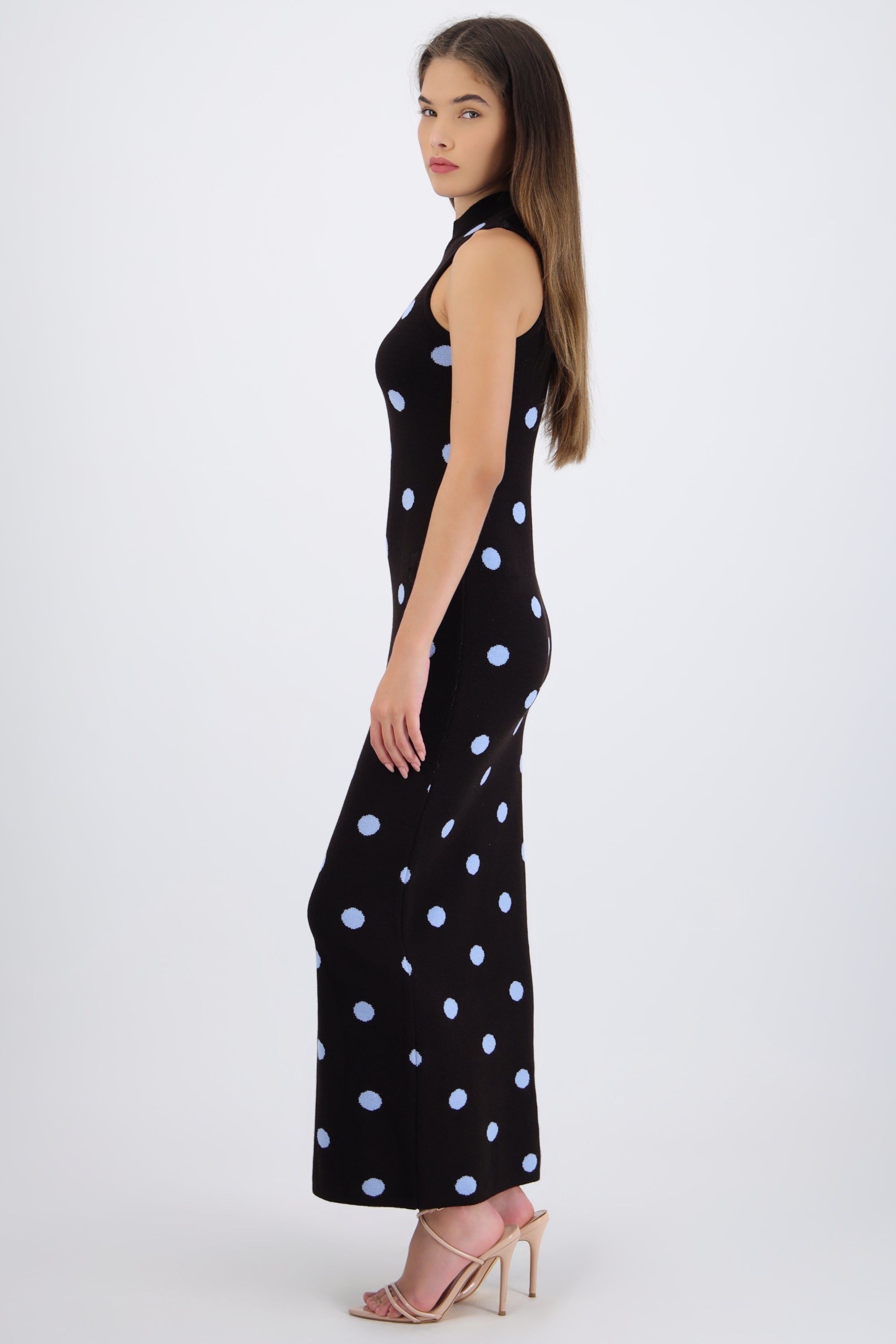 Vestido maxi polka tejido