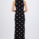 Vestido maxi polka tejido