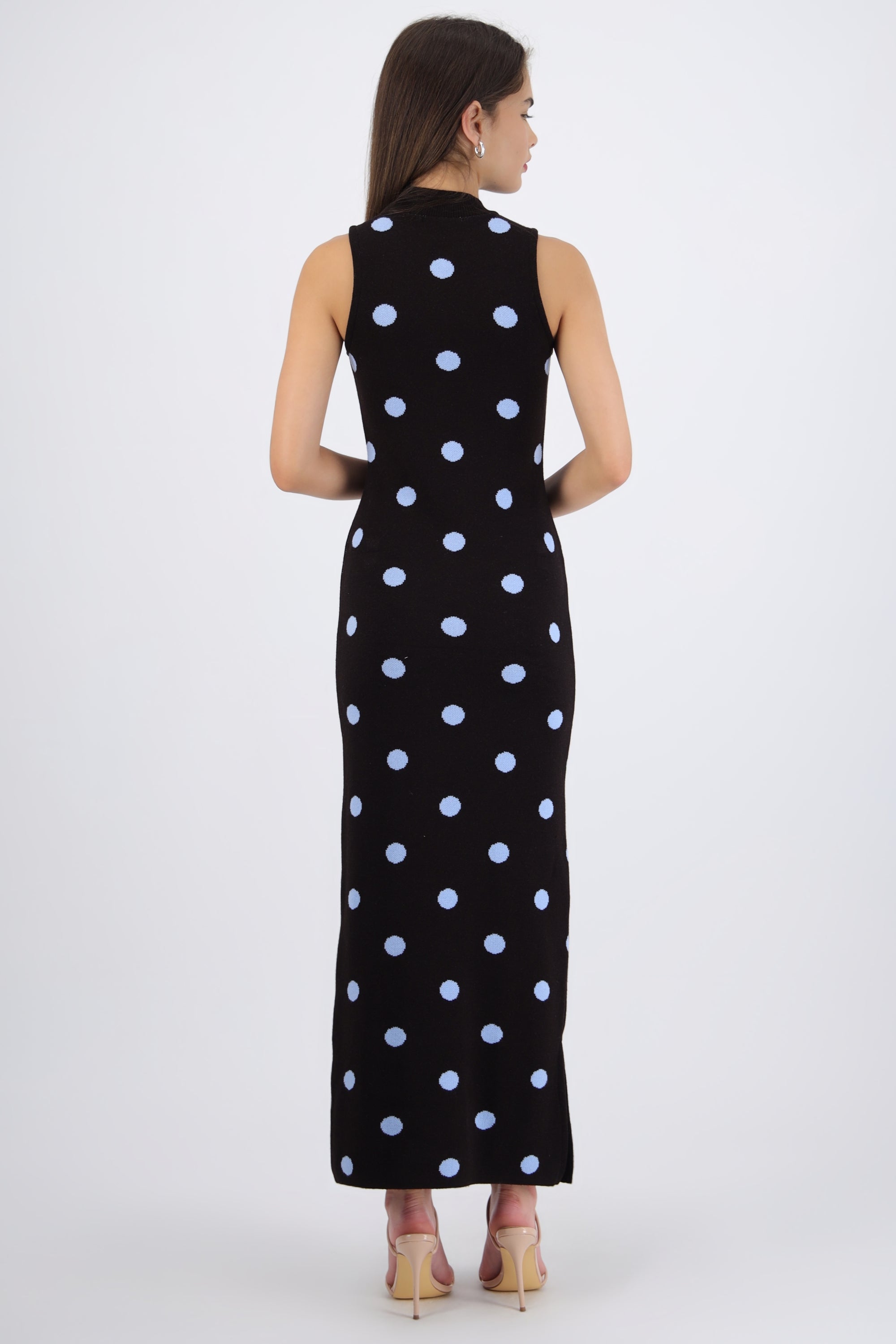Vestido maxi polka tejido