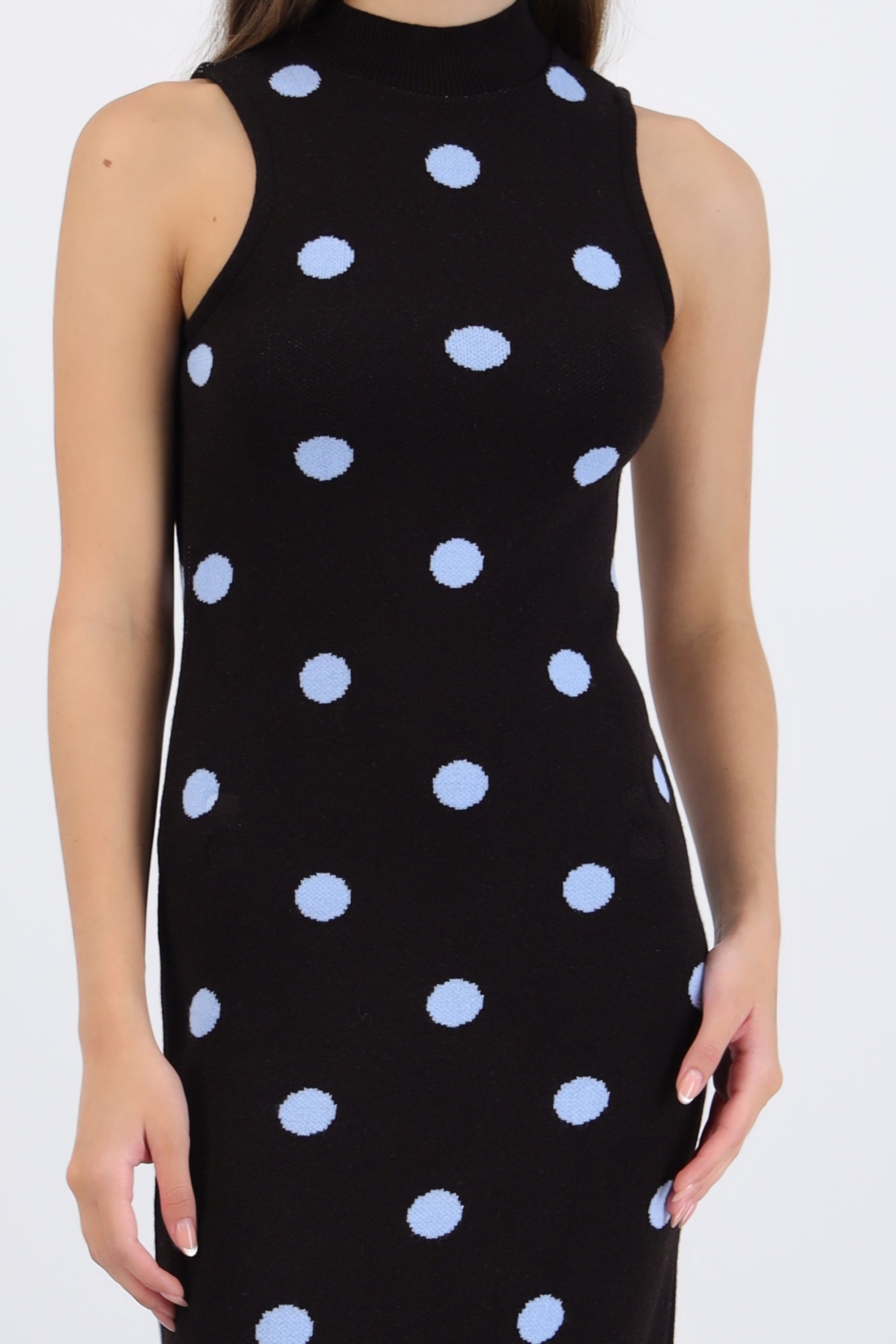 Vestido maxi polka tejido