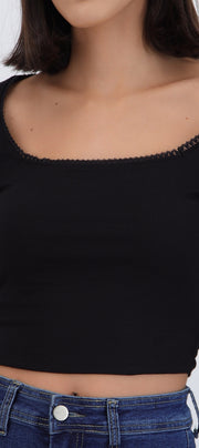 Top manga larga detalle cuello