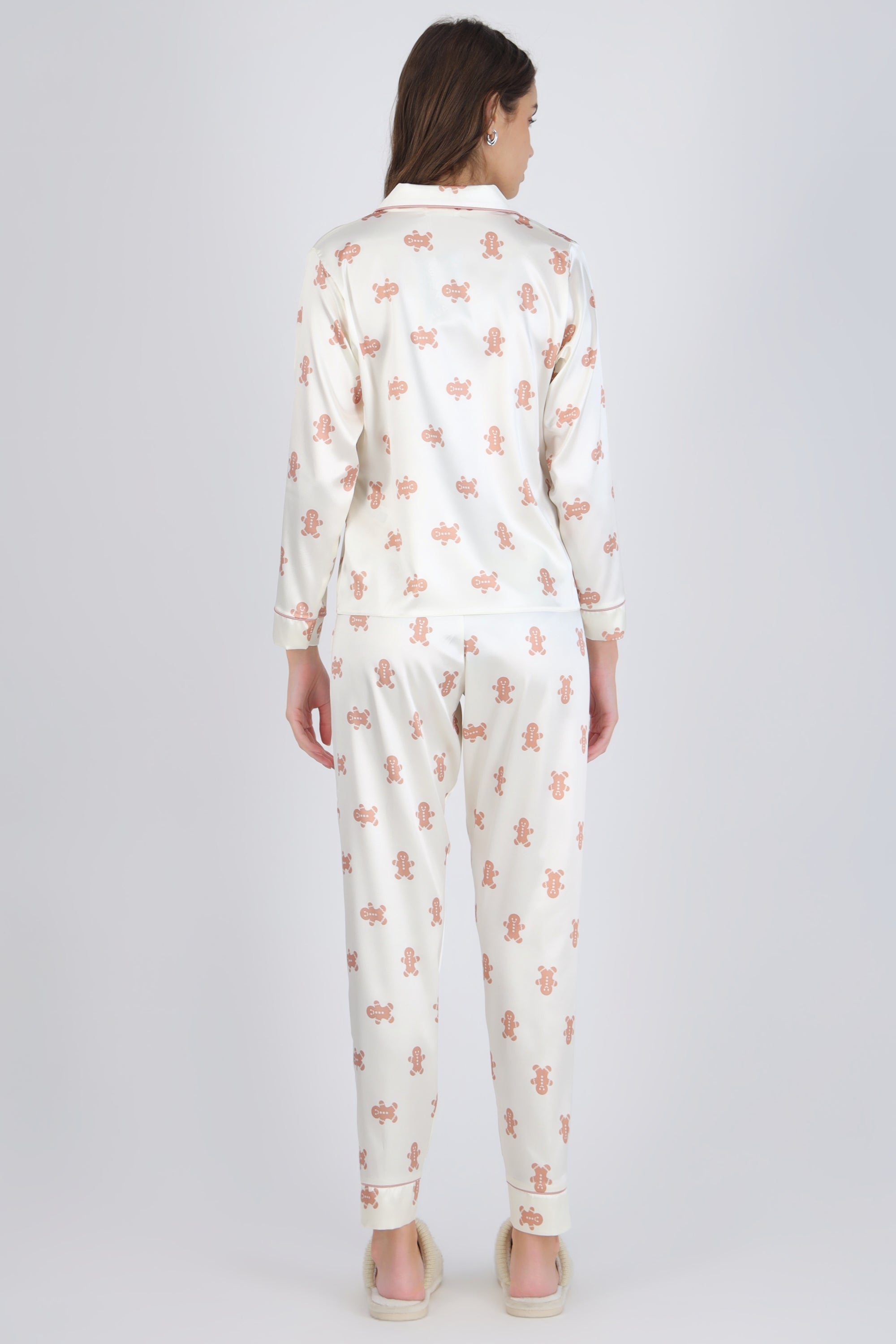 Pijama camisera satín estampado navideño