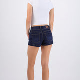 Denim mini short botón doble
