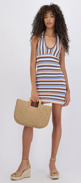 Vestido mini halter crochet líneas