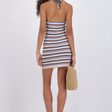 Vestido mini halter crochet líneas