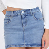 Denim mini falda recta