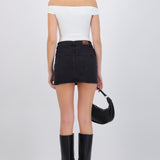 Mini falda denim brillos