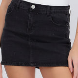 Mini falda denim brillos