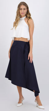 Falda midi asimetrica rayas