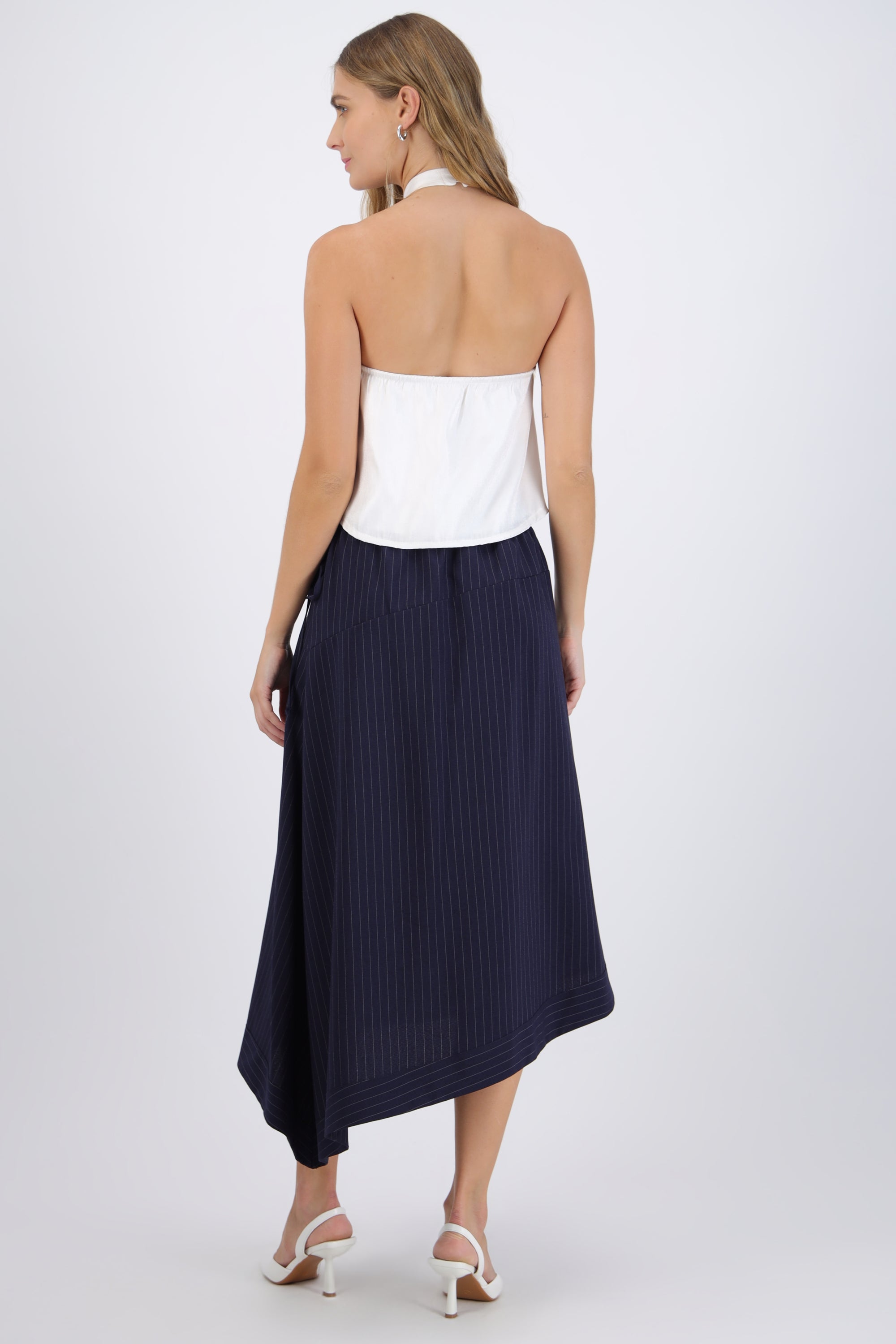 Falda midi asimetrica rayas