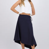 Falda midi asimetrica rayas